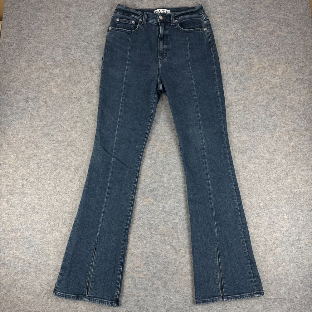 DAZE Downtown High Rise Split Seam Flare Jeans 32" Blue Womens 27